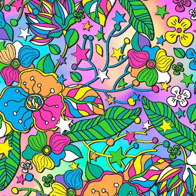 Printed Spandex Flower Stars 4
