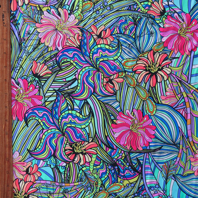 Swim Knit Nylon Spandex Flower Power Floral Print