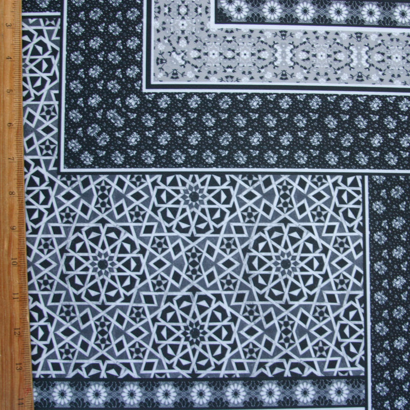Swim Knit Nylon Spandex Flower/Star Abstract Black White Grey