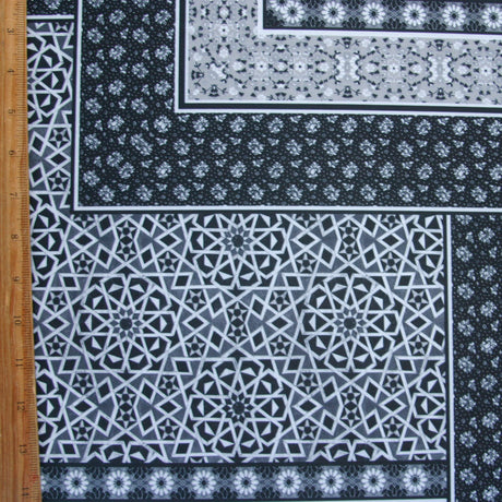 Swim Knit Nylon Spandex Flower/Star Abstract Black White Grey