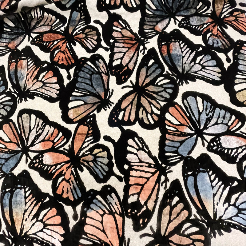 Butterfly Cut Velvet Upholstery Fabric by the Yard
