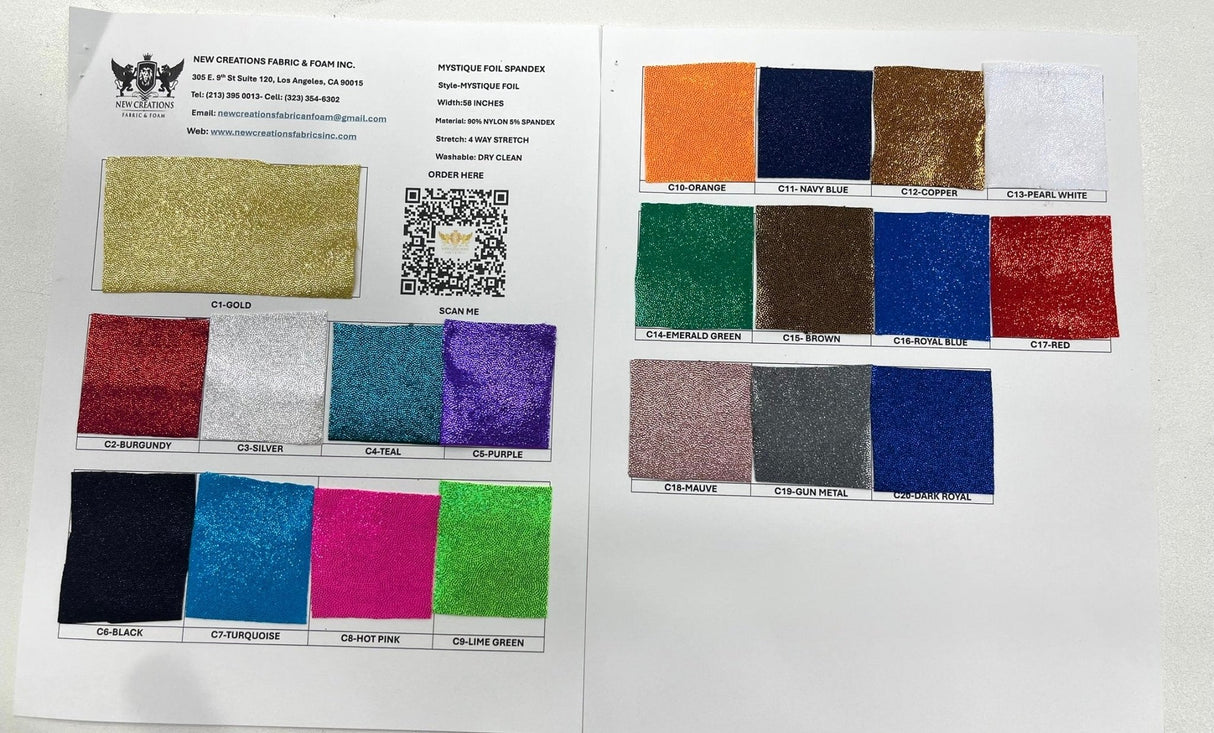 Foggy All Over Foil Metallic Nylon Spandex Fabric - Shimmering Foil, 58" Width (1 Yard)