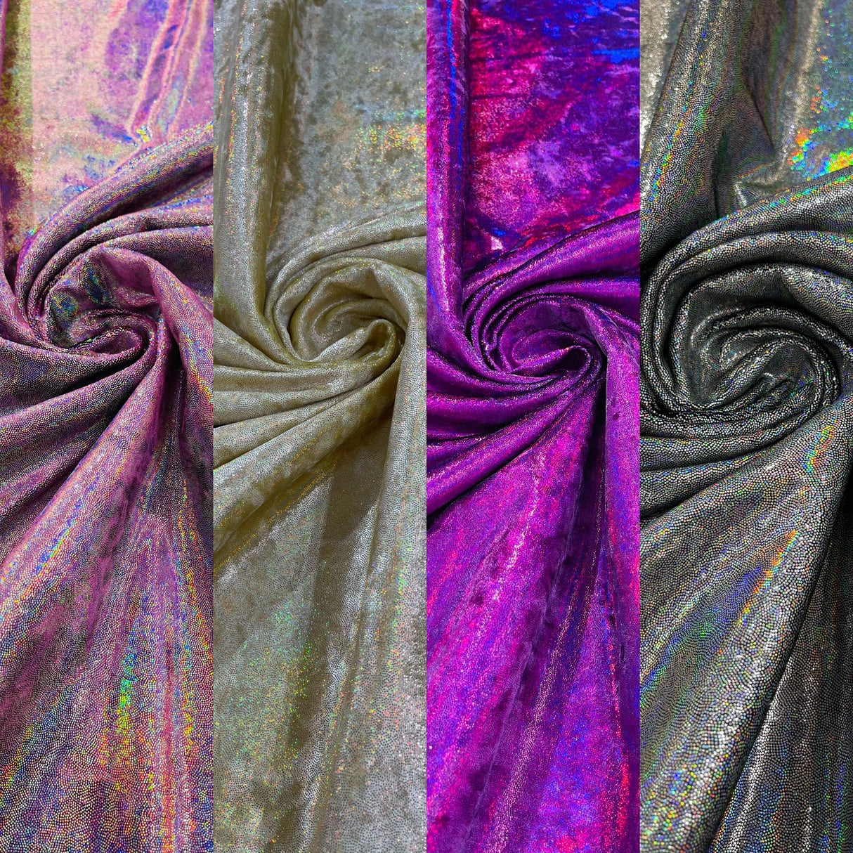 Foggy Foil Stretch Velvet Fabric - Iridescent Foil, 58" Width (1 Yard)
