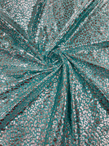Foil Leopard Print Nylon Spandex Fabric - Metallic Leopard Print, 58-60" Width (1 Yard)