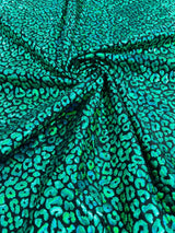 Foil Leopard Print Nylon Spandex Fabric - Metallic Leopard Print, 58-60" Width (1 Yard)