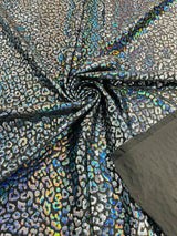 Foil Leopard Print Nylon Spandex Fabric - Metallic Leopard Print, 58-60" Width (1 Yard)