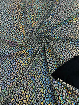 Foil Leopard Print Nylon Spandex Fabric - Metallic Leopard Print, 58-60" Width (1 Yard)