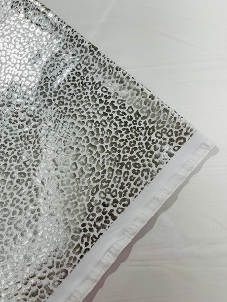 Foil Leopard Print Nylon Spandex Fabric - Metallic Leopard Print, 58-60" Width (1 Yard)