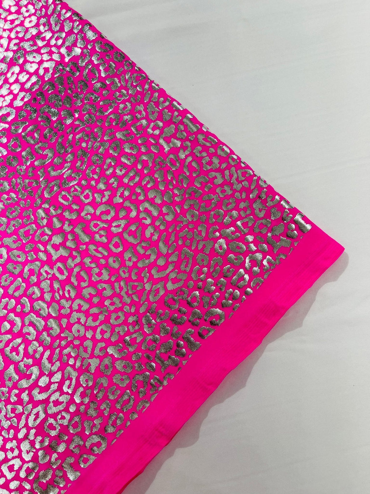 Foil Leopard Print Nylon Spandex Fabric - Metallic Leopard Print, 58-60" Width (1 Yard)