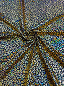 Foil Leopard Print Nylon Spandex Fabric - Metallic Leopard Print, 58-60" Width (1 Yard)