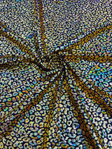 Foil Leopard Print Nylon Spandex Fabric - Metallic Leopard Print, 58-60" Width (1 Yard)