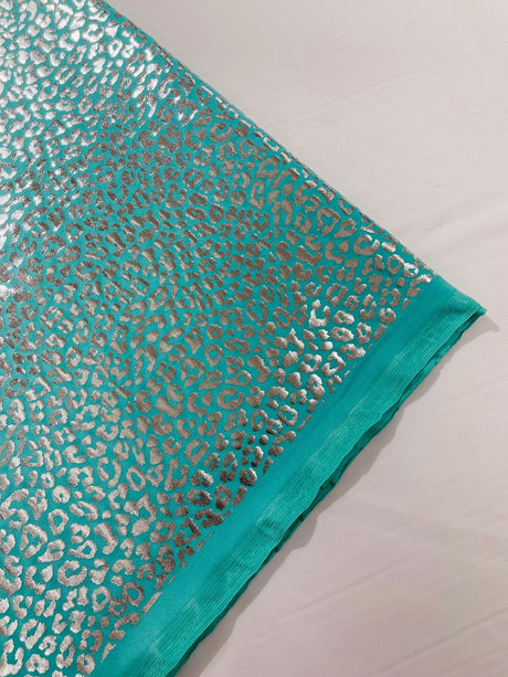 Foil Leopard Print Nylon Spandex Fabric - Metallic Leopard Print, 58-60" Width (1 Yard)
