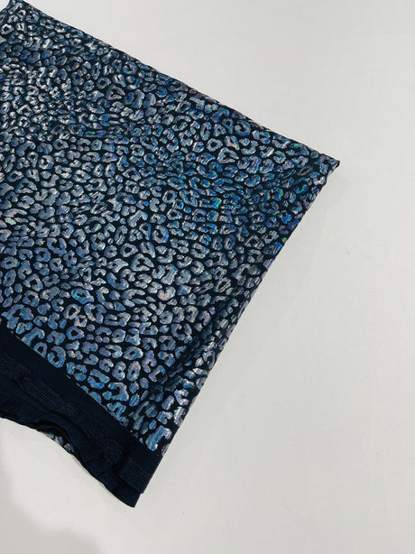 Foil Leopard Print Nylon Spandex Fabric - Metallic Leopard Print, 58-60" Width (1 Yard)
