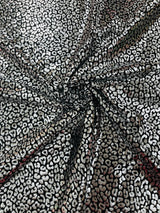Foil Leopard Print Nylon Spandex Fabric - Metallic Leopard Print, 58-60" Width (1 Yard)