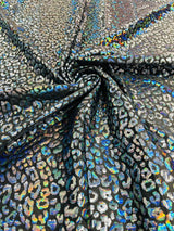 Foil Leopard Print Nylon Spandex Fabric - Metallic Leopard Print, 58-60" Width (1 Yard)
