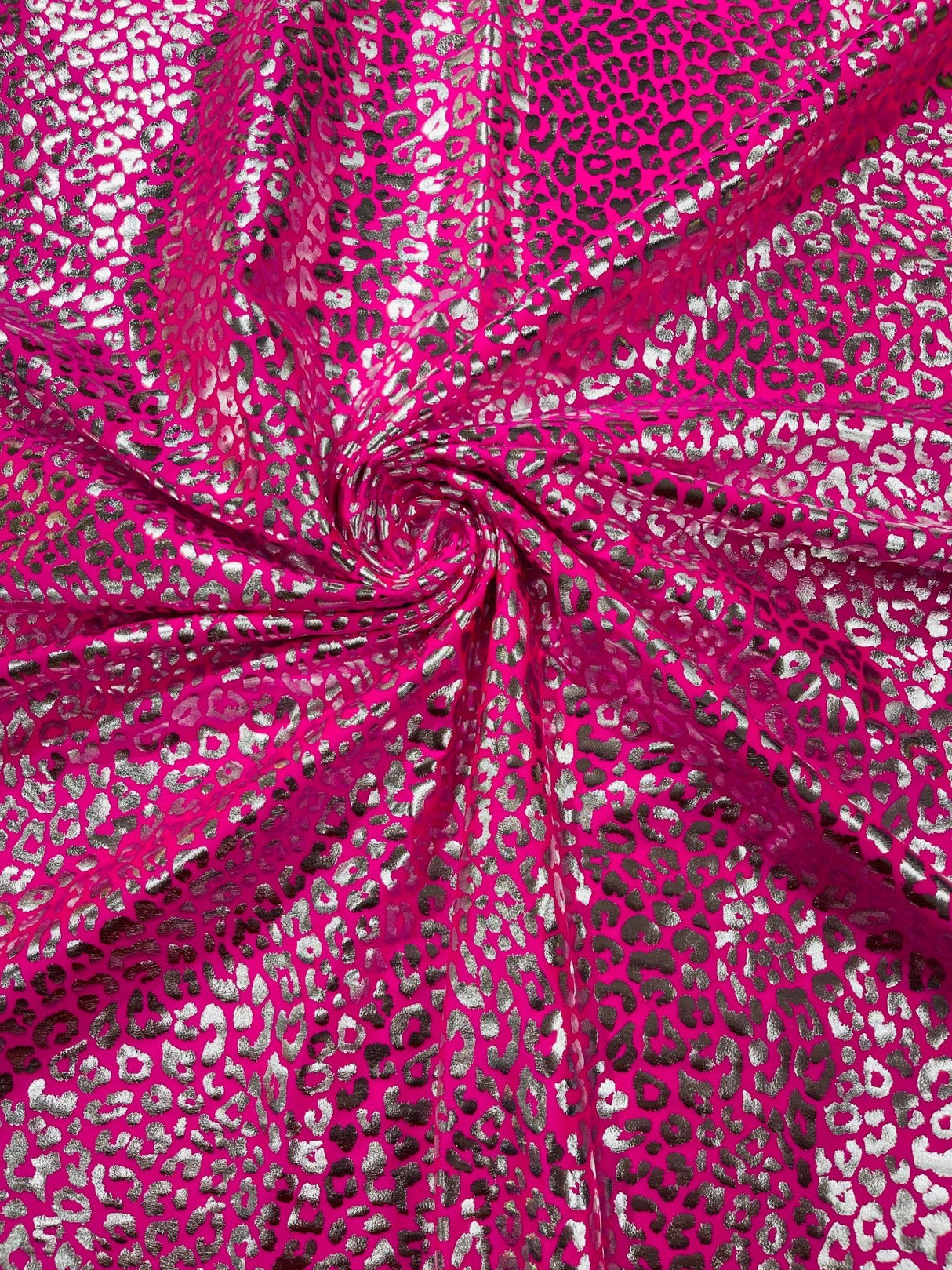 Foil Leopard Print Nylon Spandex Fabric - Metallic Leopard Print, 58-60" Width (1 Yard)