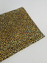 Foil Leopard Print Nylon Spandex Fabric - Metallic Leopard Print, 58-60" Width (1 Yard)