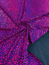 Foil Leopard Print Nylon Spandex Fabric - Metallic Leopard Print, 58-60" Width (1 Yard)