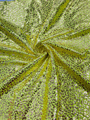 Foil Leopard Print Nylon Spandex Fabric - Metallic Leopard Print, 58-60" Width (1 Yard)