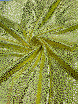 Foil Leopard Print Nylon Spandex Fabric - Metallic Leopard Print, 58-60" Width (1 Yard)