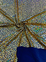 Foil Leopard Print Nylon Spandex Fabric - Metallic Leopard Print, 58-60" Width (1 Yard)