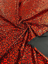 Foil Leopard Print Nylon Spandex Fabric - Metallic Leopard Print, 58-60" Width (1 Yard)