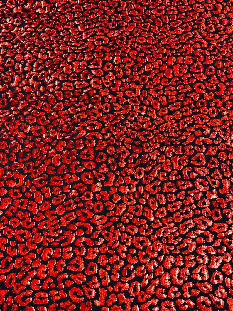 Foil Leopard Print Nylon Spandex Fabric - Metallic Leopard Print, 58-60" Width (1 Yard)