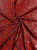 Foil Leopard Print Nylon Spandex Fabric - Metallic Leopard Print, 58-60" Width (1 Yard)