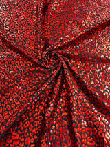 Foil Leopard Print Nylon Spandex Fabric - Metallic Leopard Print, 58-60" Width (1 Yard)