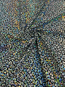 Foil Leopard Print Nylon Spandex Fabric - Metallic Leopard Print, 58-60" Width (1 Yard)