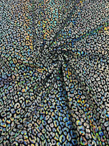 Foil Leopard Print Nylon Spandex Fabric - Metallic Leopard Print, 58-60" Width (1 Yard)