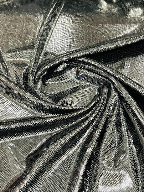 Foil Snake Stretch Velvet Fabric - Iridescent Snake Print, 58" Width (1 Yard)