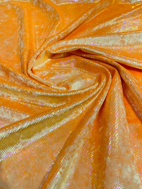 Foil Snake Stretch Velvet Fabric - Iridescent Snake Print, 58" Width (1 Yard)