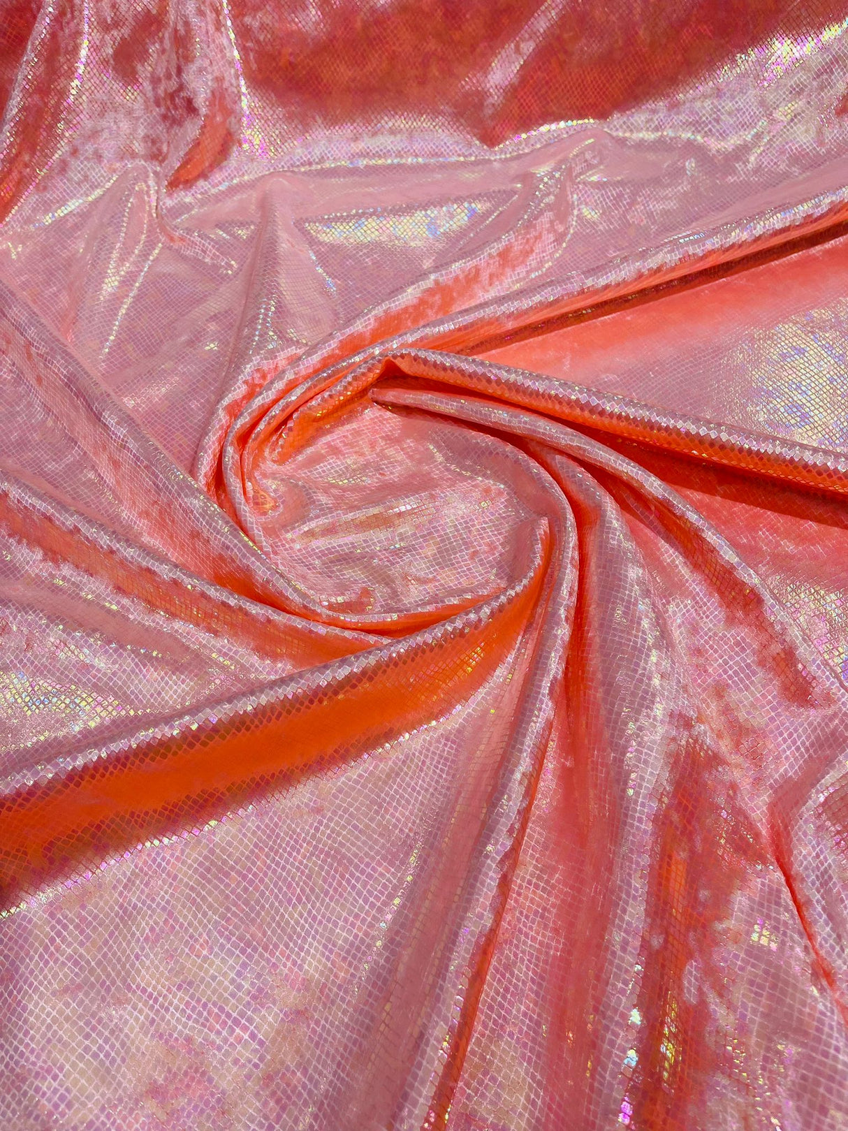 Foil Snake Stretch Velvet Fabric - Iridescent Snake Print, 58" Width (1 Yard)