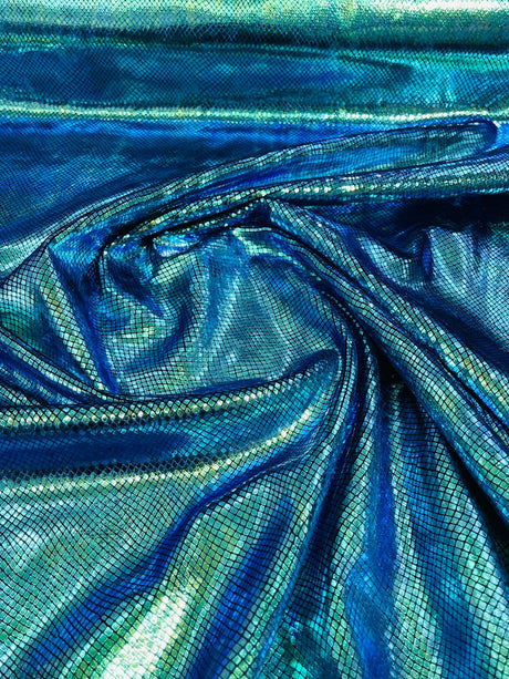 Foil Snake Stretch Velvet Fabric - Iridescent Snake Print, 58" Width (1 Yard)