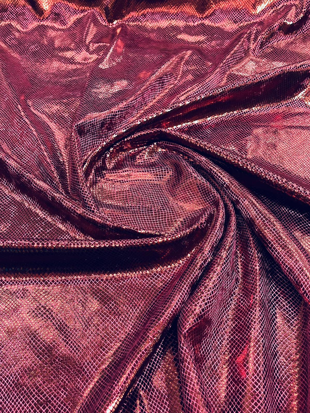 Foil Snake Stretch Velvet Fabric - Iridescent Snake Print, 58" Width (1 Yard)