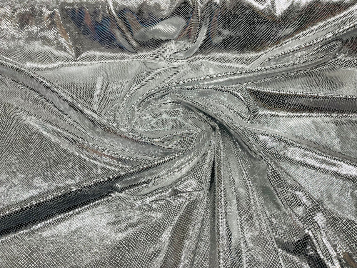 Foil Snake Stretch Velvet Fabric - Iridescent Snake Print, 58" Width (1 Yard)