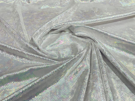 Foil Snake Stretch Velvet Fabric - Iridescent Snake Print, 58" Width (1 Yard)