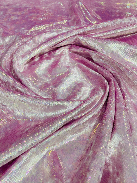 Foil Snake Stretch Velvet Fabric - Iridescent Snake Print, 58" Width (1 Yard)