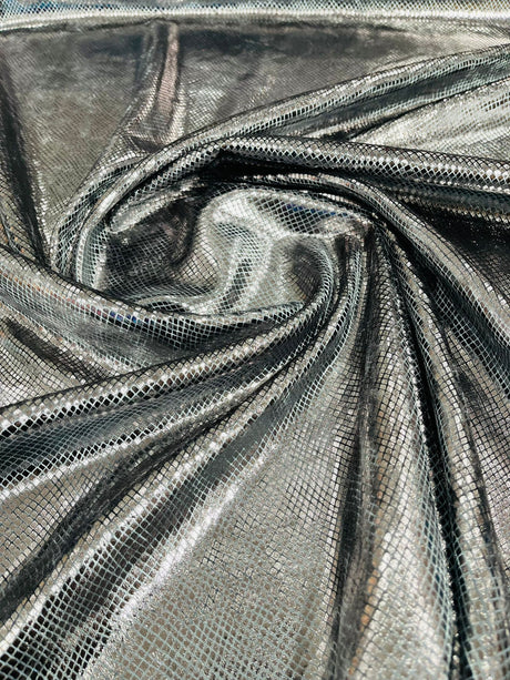 Foil Snake Stretch Velvet Fabric - Iridescent Snake Print, 58" Width (1 Yard)