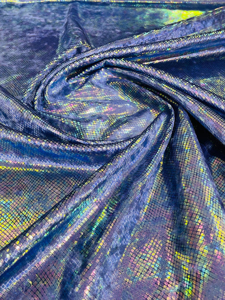 Foil Snake Stretch Velvet Fabric - Iridescent Snake Print, 58" Width (1 Yard)