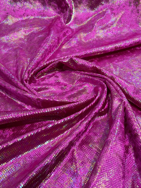 Foil Snake Stretch Velvet Fabric - Iridescent Snake Print, 58" Width (1 Yard)