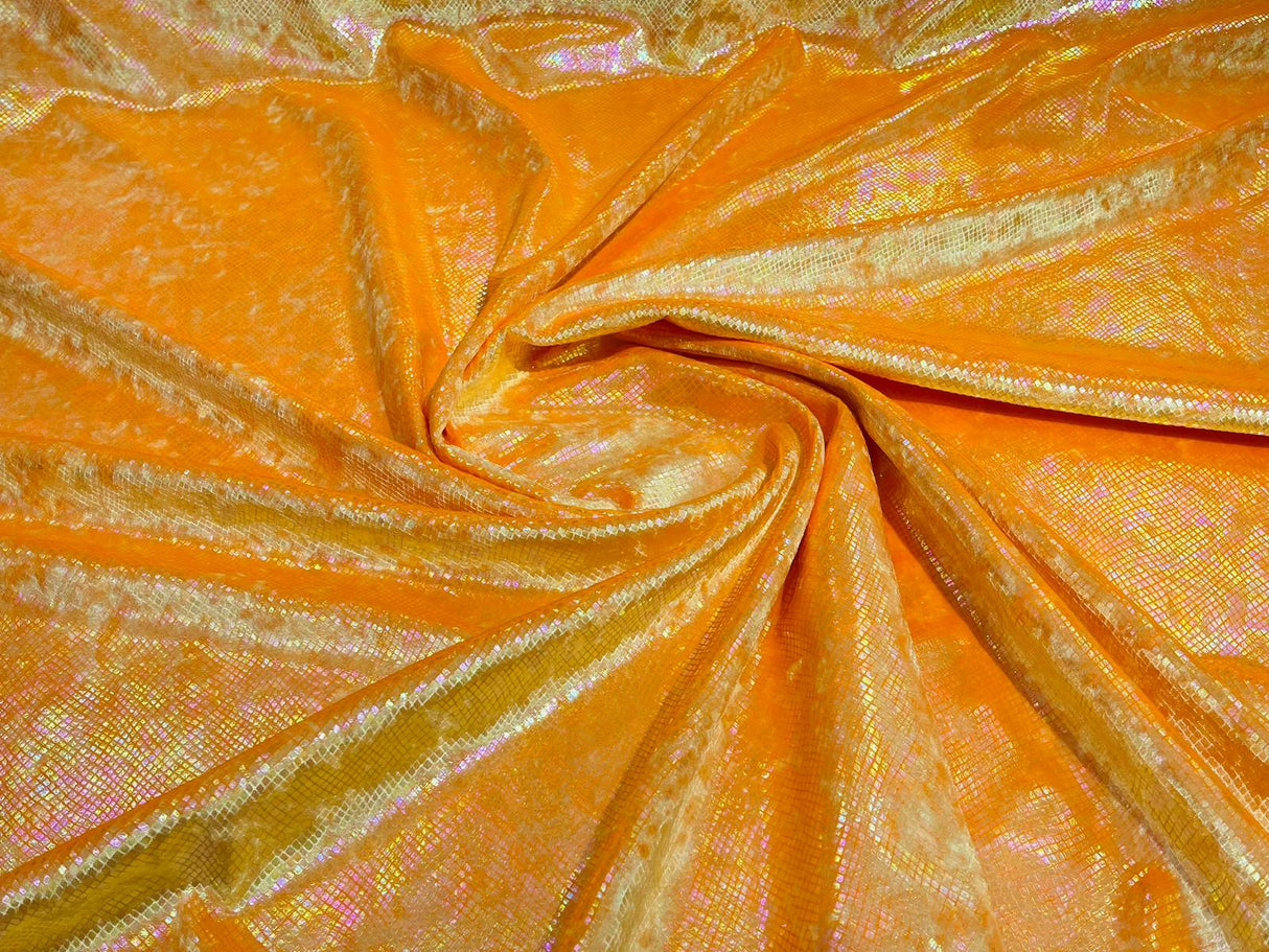 Foil Snake Stretch Velvet Fabric - Iridescent Snake Print, 58" Width (1 Yard)