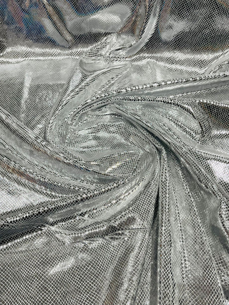 Foil Snake Stretch Velvet Fabric - Iridescent Snake Print, 58" Width (1 Yard)