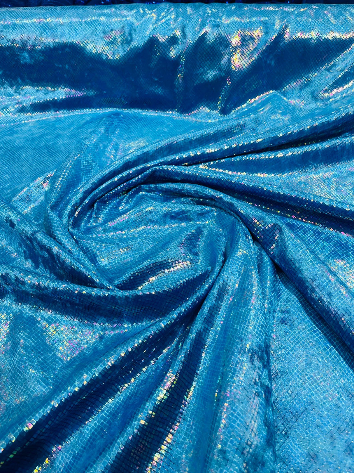 Foil Snake Stretch Velvet Fabric - Iridescent Snake Print, 58" Width (1 Yard)