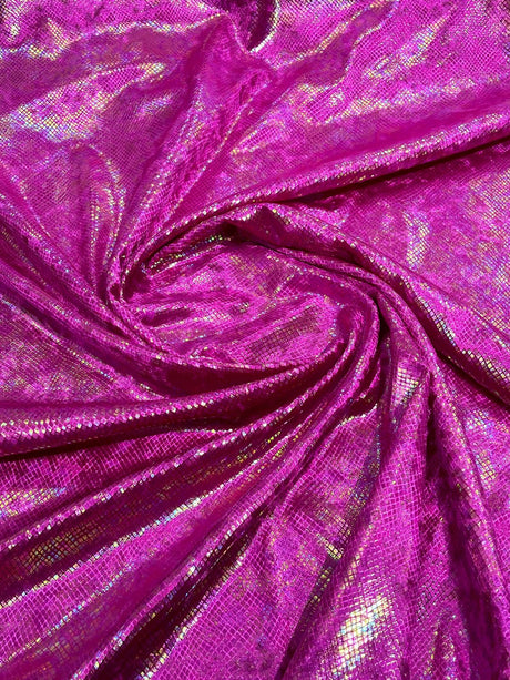 Foil Snake Stretch Velvet Fabric - Iridescent Snake Print, 58" Width (1 Yard)