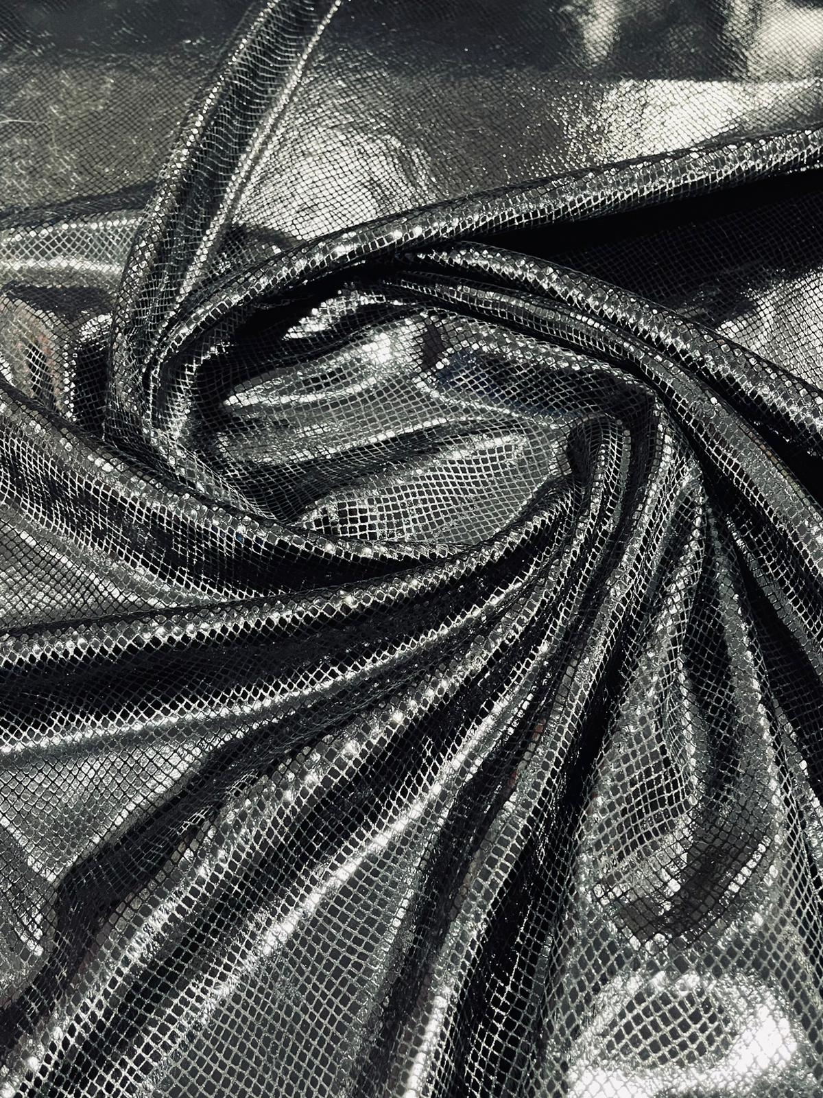 Foil Snake Stretch Velvet Fabric - Iridescent Snake Print, 58" Width (1 Yard)