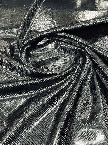 Foil Snake Stretch Velvet Fabric - Iridescent Snake Print, 58" Width (1 Yard)