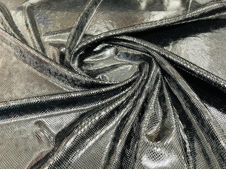 Foil Snake Stretch Velvet Fabric - Iridescent Snake Print, 58" Width (1 Yard)