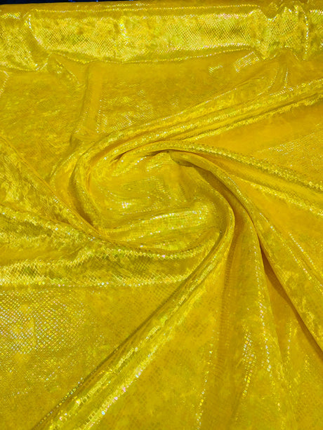 Foil Snake Stretch Velvet Fabric - Iridescent Snake Print, 58" Width (1 Yard)